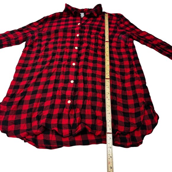 Old Navy Red & Black Plaid Button-Up Shirt  M - Picture 7 of 11